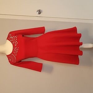 Cato Red Fit & Flare Dress with Cutout Detail, Size 6